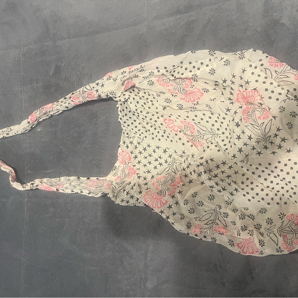 Free People Cream and Pink Floral Shoulder Bag